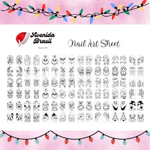 Frosty Friends Nail Art Template | Character Nail Art Stickers | Holiday Cheer Nail Art Stencil | Christmas | X-Mas Nail Art Practice DIY