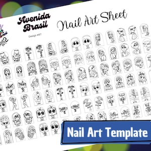 Emotion Explorers Nail Art Template | Nail Art Practice Sheets | Digital Nail Template | Nail Design Template | Character Decals | Stencils