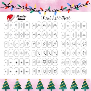Twinkling Joy Nail Art Practice Sheet | Christmas Nail Art Stickers | Nail Art Templates | Nail Art Stencil | Holiday Nail Decal Template