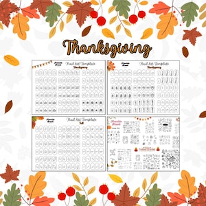 Thanksgiving Nail Art Templates Bundle | Holiday Nail Decals | Nail Practice Sheets | Nail Decal Templates | DIY Nail Art Practice Sheets