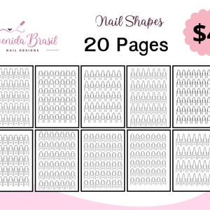 Nail Art Template Book - BUNDLE - 20 pages | Nail Art Practice | Nail Art Planner | Nail Design Template | Nail Blank Template | Nail Design