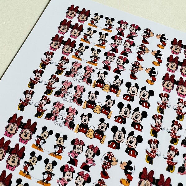 Mickey & Minnie - Waterslide Nail Decals  | Nail Stickers | Character Nail Art | Nail Sheet | Mouse #AV104