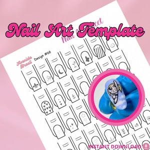 Design #68 - Nail Art Practice Sheet | Nail Art Template | Nail Practice Sheet | Nail Stencils | Nail Art Planner | Nail Art Template Book