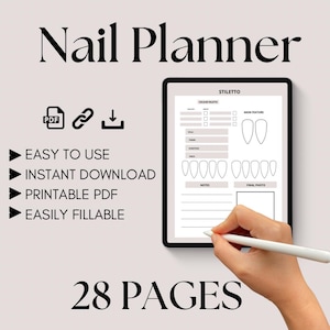 28 Page Nail Art Planner & Sketchbook Template | Nail Design Planning Sheets | Blank Nail Art Design Templates | Nail Art Template Book