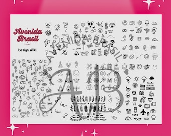 Emoji Carnaval | Feuille d'entraînement pour le nail art | Stickers nail art | Modèle de décoration d'ongles | Feuille de nail art | Pochoir pour création d'ongles | Modèle d'autocollant pour ongles