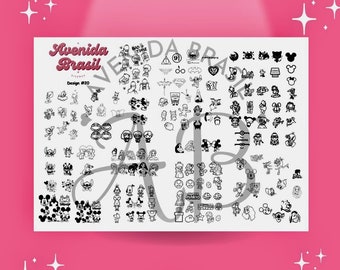 Univers Toon | Feuille d'entraînement pour le nail art | Stickers nail art | de dessin animé pour les ongles | Feuille de nail art | Pochoir pour création d'ongles | Modèle de décalcomanie