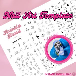 Tattooed Tranquility Nail Art Practice Sheet | Nail Sticker | Nail Art Template | Nail Art Outline Guide | Nail Art Guide Template | Stencil