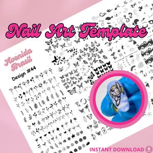 Oceanic Butterfly Blossoms Nail Art Template | Nail Art Practice Sheet | Stickers | DIY Nail Art Sheet | Nail Stencil | Nail Decal Template