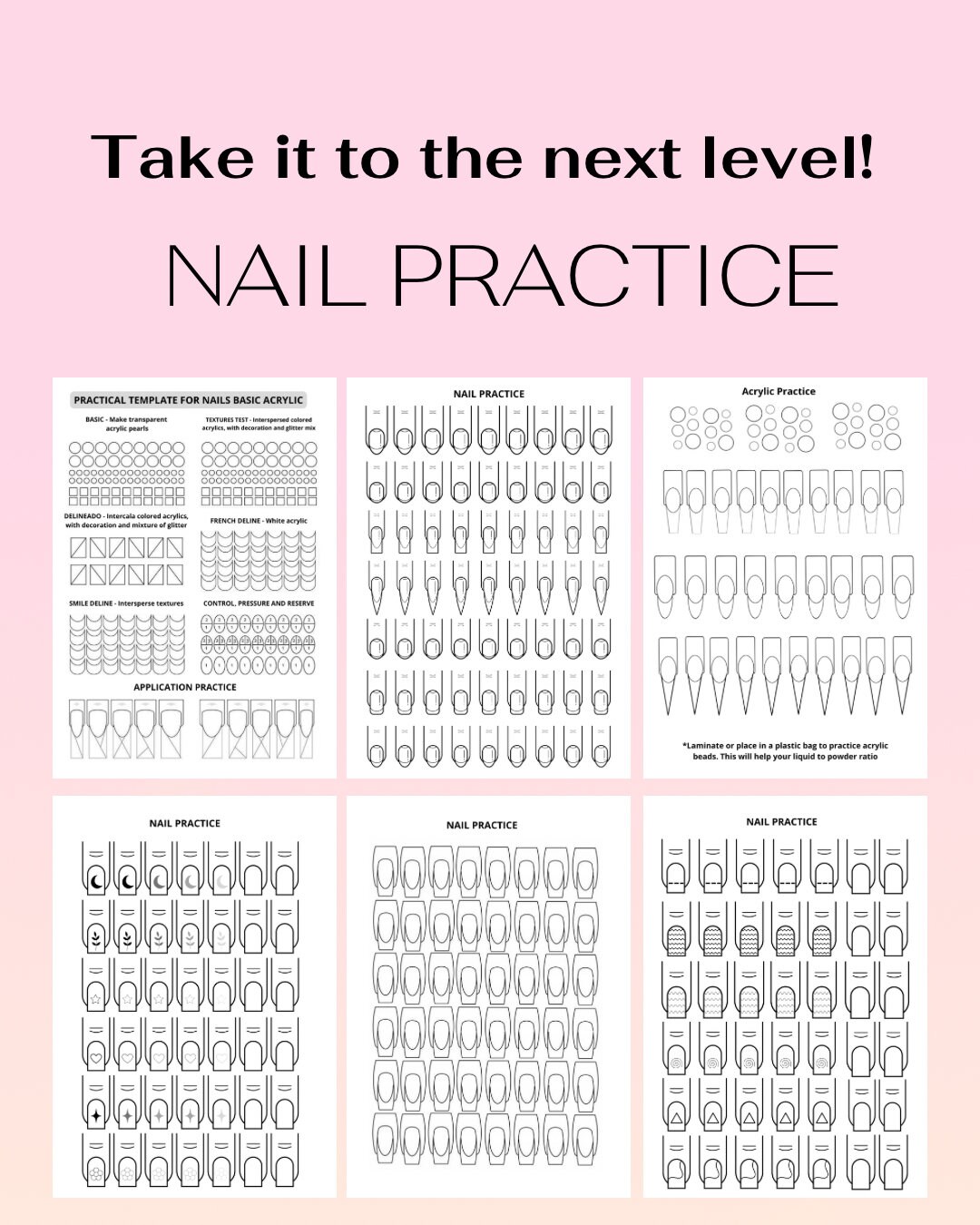 12-page-nail-art-practice-book-nail-design-practice-sheets-blank-nail-art-templates-nail-art-practice-sheets-nail-art-work-sheet-etsy