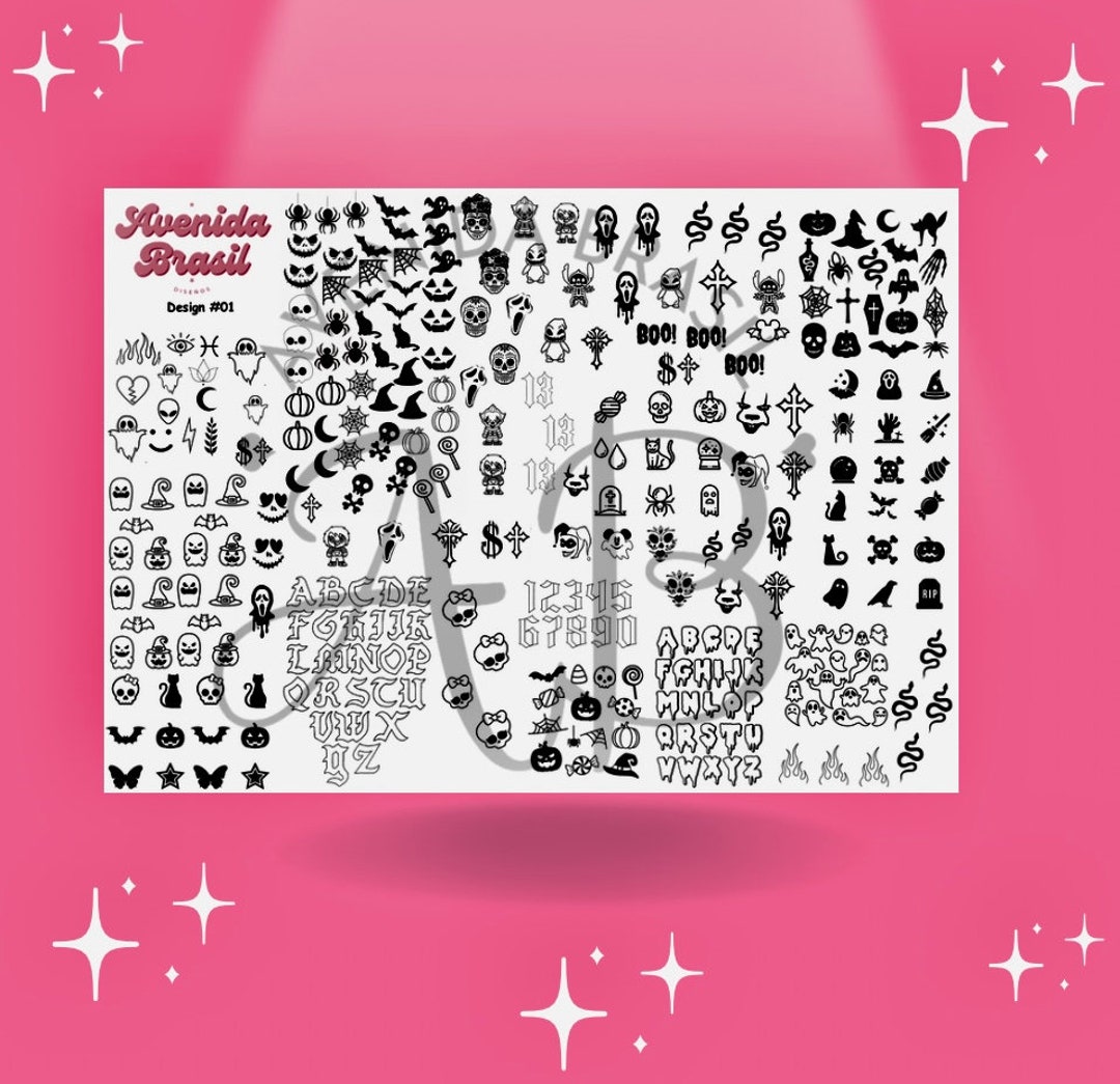 Trickortreat Tapestry Nail Art Traceable Practice Sheet Character