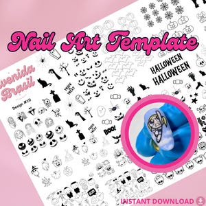 Haunted Harvest Halloween Nail Art Templates | Character Nail Art Stickers | Cartoon Nail Art Templates | Digital Character Decals | DIY
