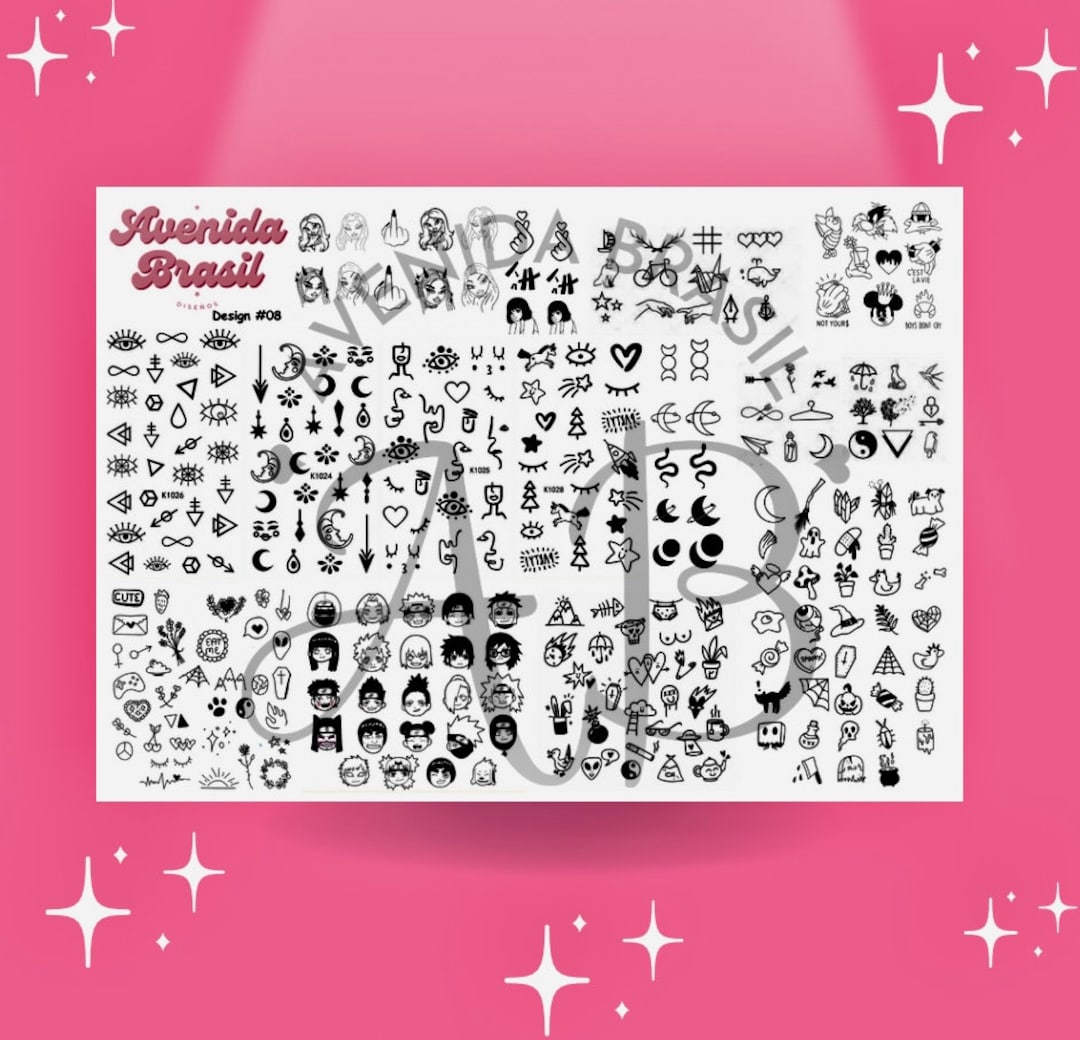 Symbols & Signs Mix Nail Art Traceable Practice Sheet Character Nail