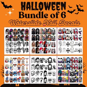 Halloween Wasserschiebefolie Nagel Aufkleber | Nagelsticker | Charakter Nail Art | Gruselige Digitale Nagel Aufkleber | Digitale Horror Nail Art Designs