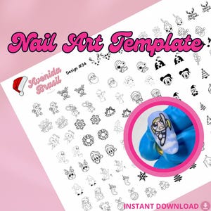 Holiday Magic Christmas Nail Art Template | Nail Art Practice Sheet | Nail Sticker | Nail Art Sheet | Nail Art Stencil | Nail Decal Template