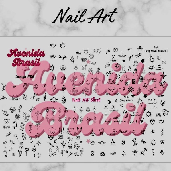 Tattooed Tranquility | Nail Art Practice Sheet | Nail Stickers | Nail Art Template | Nail Art Sheet | Nail Art Stencil | Nail Decal Template