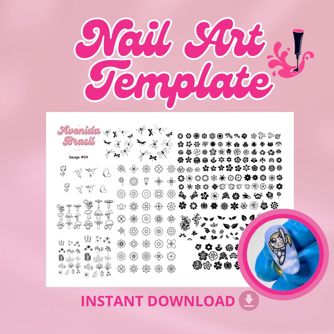 floral-fairytale-nail-art-template-nail-art-practice-sheet-nail-art-stickers-nail-art-sheet-nail-art-stencil-nail-decal-template-etsy