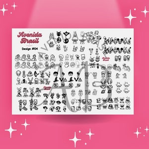 Toon Fusion Collection | Nail Art Practice Sheet | Nail Cartoon Template | Nail Art Sheet | Nail Art Stencil | Nail Decal Stickers Stamp