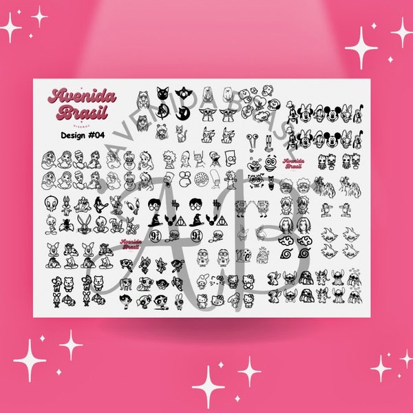 Collection Fusion de dessins animés | Feuille d'entraînement pour le nail art | de dessin animé pour les ongles | Feuille de nail art | Pochoir pour création d'ongles | Stickers autocollants pour ongles