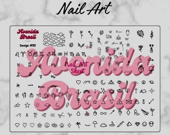 Cloudy Creations | Nail Art Practice Sheet | Nail Art Stickers | Nail Art Template | Nail Art Sheet | Nail Art Stencil | Nail Decal Template