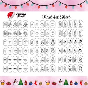Jolly Mischief Nail Art Practice Sheet | Christmas Nail Art Stickers | Nail Art Templates | Nail Art Stencil | Holiday Nail Decal Template