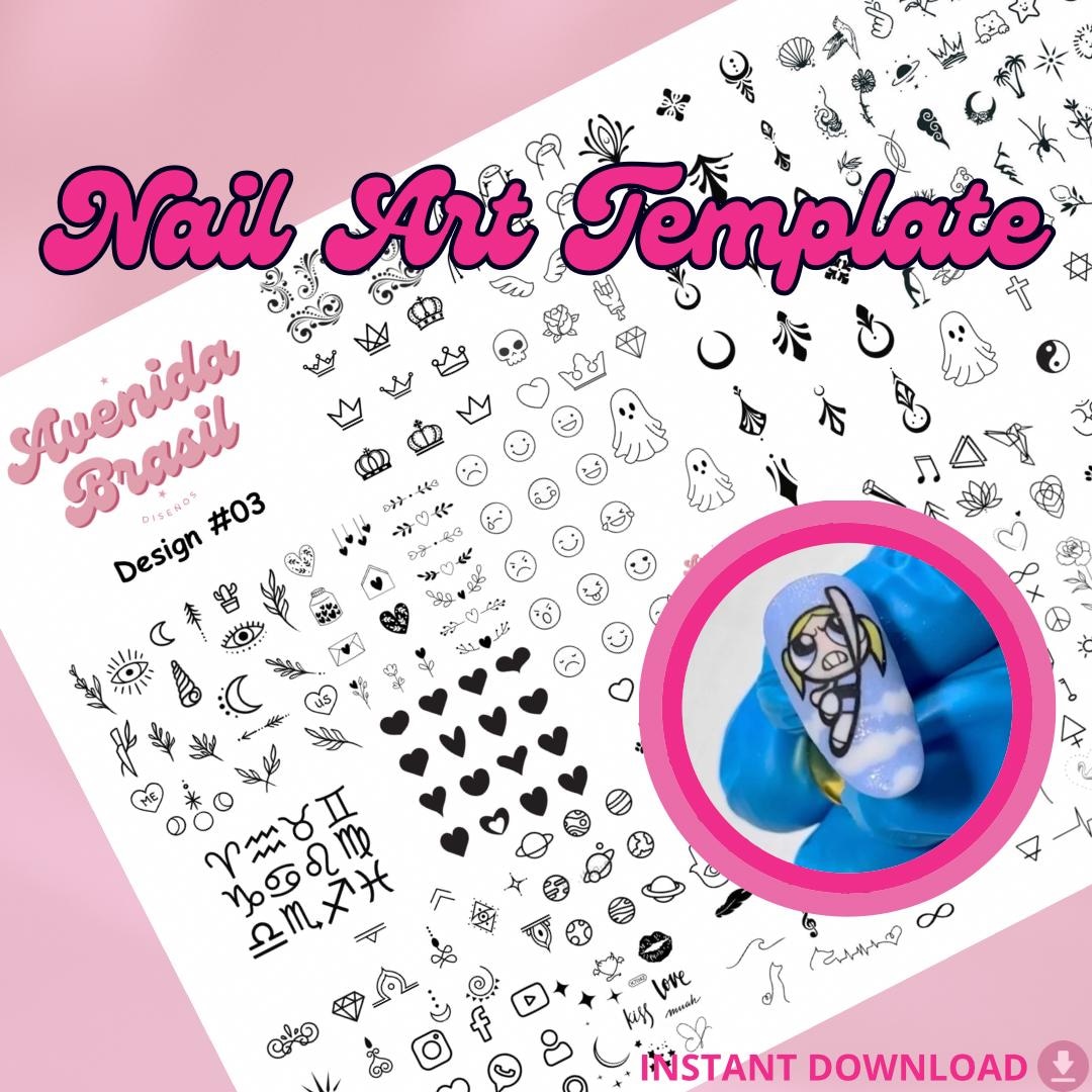 Joyful Jamboree Nail Art Template Digital Nail Art Stencil Nail Art