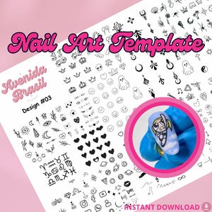 Joyful Jamboree Nail Art Template | Digital Nail Art Stencil | Nail Art Practice Sheet | DIY Nail Decals | Nail Art Outline Cheat Sheet