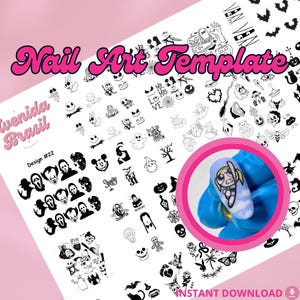 Sinister Stencil Symphony Halloween Nail Art Template | Cartoon Nail Art Template | Nail Art Sheet | Nail Art Stencil | Nail Decal Horror