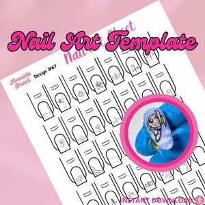 Design #67 - Nail Art Practice Sheet | Nail Art Template | Nail Practice Sheet | Nail Stencils | Nail Art Planner | Nail Art Template Book