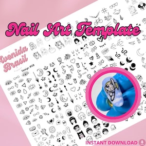 Symbols & Signs Mix Nail Art Template | Nail Stencil | Nail Art Sheet | DIY Nail Art Stencil | Nail Decal Template | Nail Art Practice Sheet