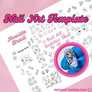 Undersea Wonders Nail Art Stencil | DIY Cartoon Nail Art Templates | Digital Cartoon Character Nail Designs | Digital Character Nail Decals