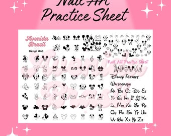 Mouse Magic Series  | Printable Nail Designs | Nail Stamp Plate | Nail Art Trace Practice Sheet | Digital Nail Outline Cheat Sheet Template