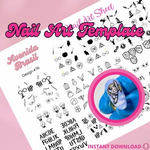 Wizarding World Chronicles Nail Art Practice Sheet | Nail Stickers | Magical Academy Nail Art Template | Nail Art Sheet | Nail Art Stencil