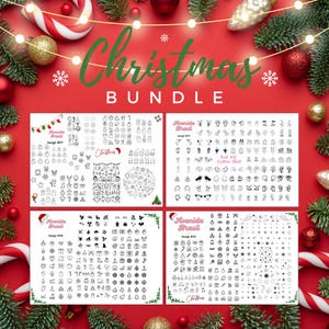 Christmas Nail Art Templates Bundle | Holiday Digital Nail Decals | Nail Sticker Practice Sheets | Festive Nail Art Designs | Nail Art Sheet
