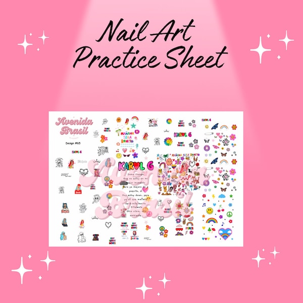 Rainbow Rhythms - Printable Nail Designs | Nail Stamp Plate | Nail Art Trace Practice Sheet | Digital Nail Outline Cheat Sheet Template