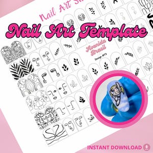 Abstract Vibes Nail Art Trace Practice Sheet | Printable Nail Designs | Nail Stamp Plate | DIY Digital Nail Template | Cheat Sheet Stencil