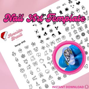 Winter Wonderland Christmas Nail Art Practice Sheet | DIY Nail Art Templates | Character Nail Art Stickers | Holiday Cheer | X-Mas | Stencil