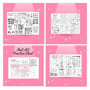 Stencil Bundle Book 1 15 Printable Designs Nail Stamp Plate Nail Art Trace Practice Sheet Digital Nail Outline Cheat Sheet Template image 5