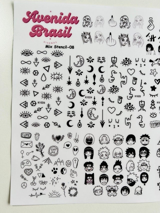 Symbols & Signs Mix Nail Art Traceable Practice Sheet Character Nail