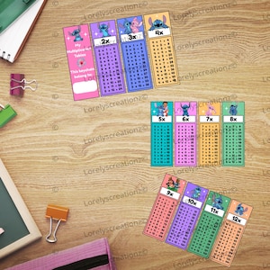 Multiplication tables for keychain, Stitch, Mathematics, Lilo, Multiplication tables to print, Maths, Tables of 1-12, PDF