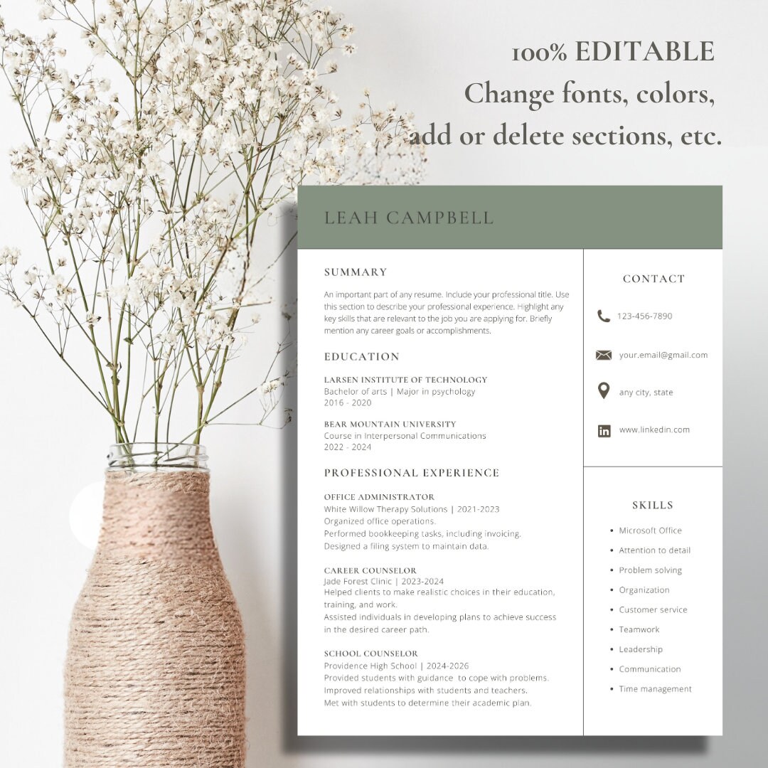 Simple Resume Template Bundle | Canva Template - Etsy
