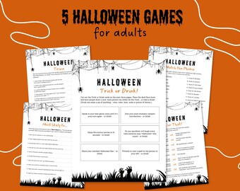 Juegos de Halloween para adultos, imprimibles para la noche de juegos de Halloween, trivia de Halloween