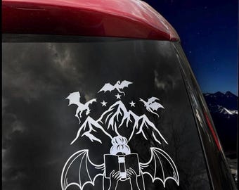 Girl Reading Fantasy Book Car Window Vinyl Decal