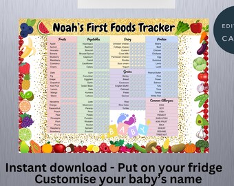 Baby Food Tracker Printable, First Foods, Weaning Diary (Digital Download)