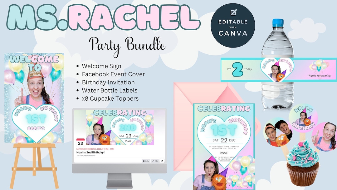 Ms Rachel Birthday Party Bundle Including: Ms Rachel Welcome Sign ...
