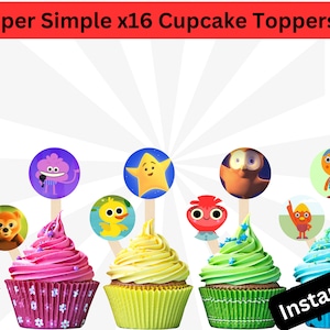 Super Simple Sensory Cupcake Toppers, set of 16 cake toppers, instant digital download, Super simple party, Super simple decorations