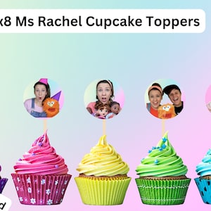 Ms Rachel cupcake toppers, Instant digital download, Ms Rachel birthday party, x2 sets of 8 images 16 total. Cupcake toppers