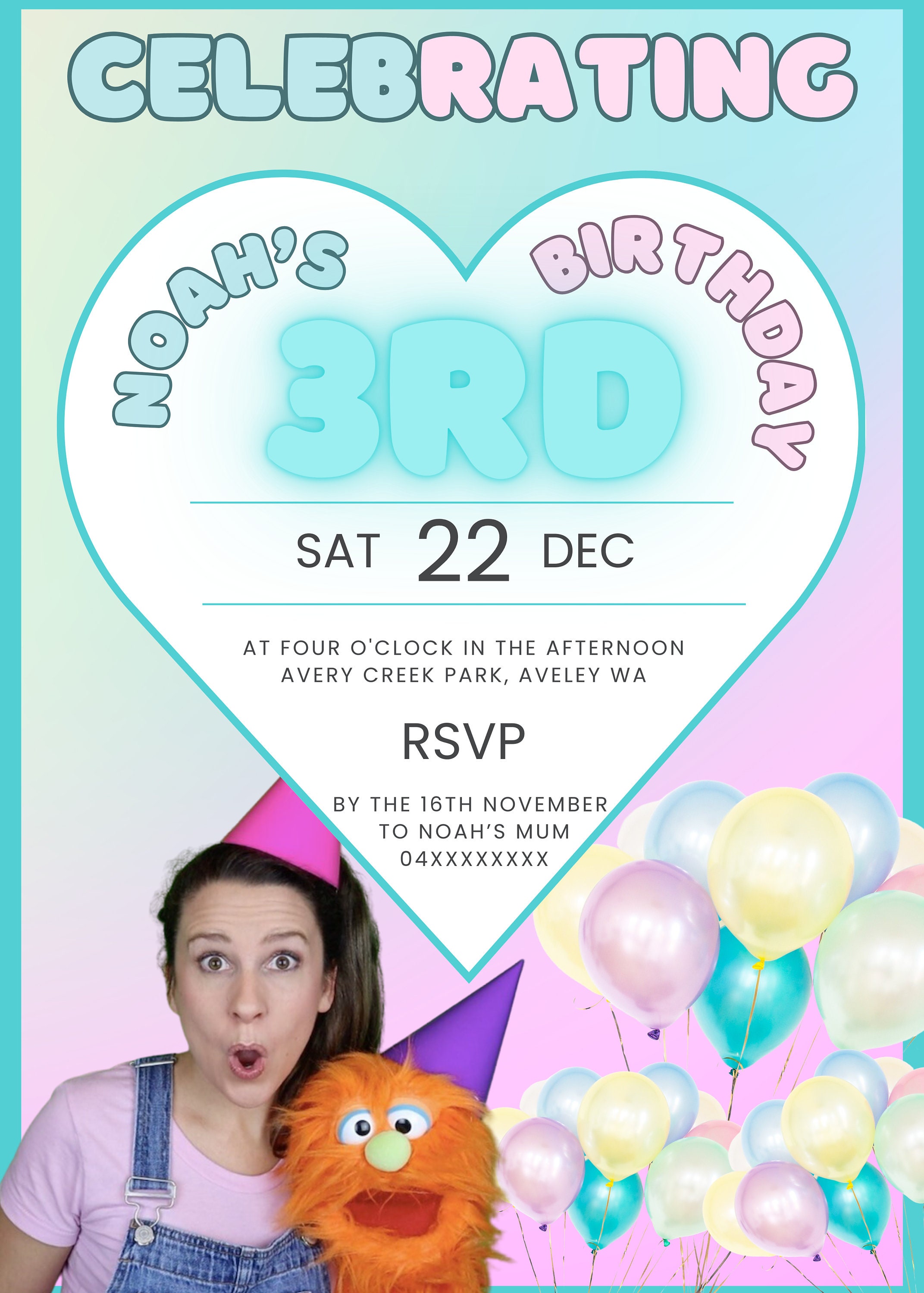 Ms Rachel Birthday Invitation, Miss Rachel Invite, Kids Birthday ...