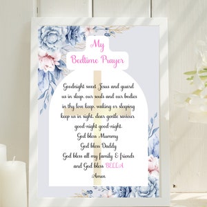 Bedtime Prayer Printable and Editable, Baptism gift, Nursery art, Goodnight sweet Jesus prayer, Bedtime prayers for kids, child prayers