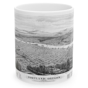 Portland Historic Map Mug, Oregon Coffee Cup, Vintage Rose City Gift