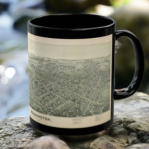 Washington Map Mug, Vintage Pennsylvania Maps Coffee Cup, Everyday Historic Art Gifts, Gift Steelers Enthusiast of Yinz Pittsburgher